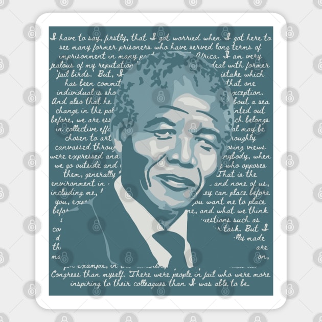 Nelson Mandela Portrait And Quote Sticker by Slightly Unhinged